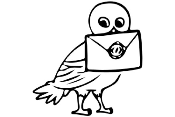 A Playful Encounter: A Cartoon Owl with a Letter