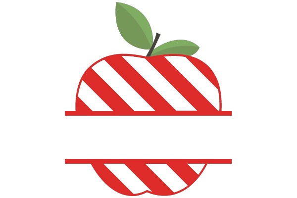 A Red Apple with a Green Leaf, Surrounded by Red and White Stripes