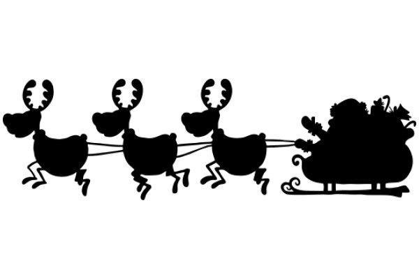 A Silhouette of a Christmas Scene with Reindeer and a Sleigh