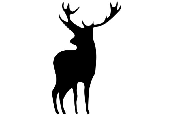 Stylized Black Silhouette of a Deer with Antlers