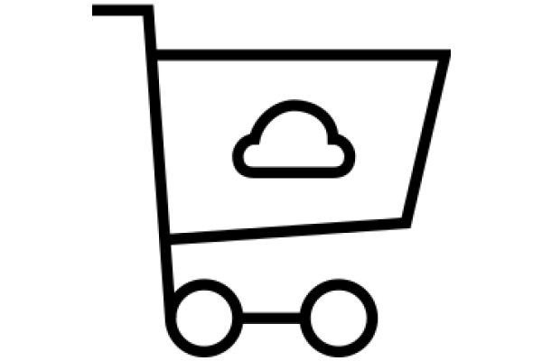 A Pixelated Cartoon of a Shopping Cart with a Cloud Icon