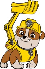 A Playful Pup in a Yellow Safety Jacket and Construction Helmet