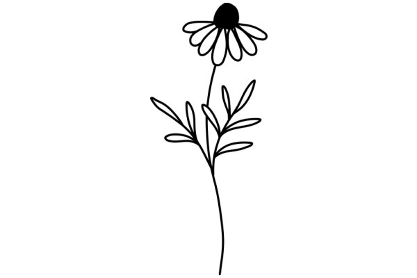 Simplicity in Nature: A Line Drawing of a Daisy