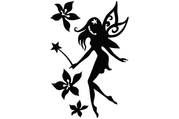 Whimsical Ballet: A Silhouette of a Ballerina and Flowers