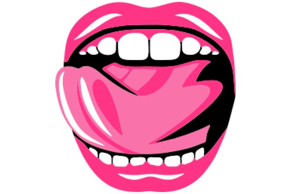 Vivid Pink Lips with Teeth Illustration