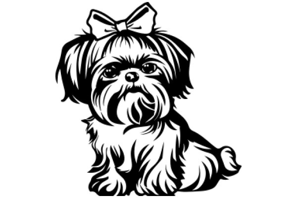 Adorable Illustration of a Shih Tzu Puppy with a Bow