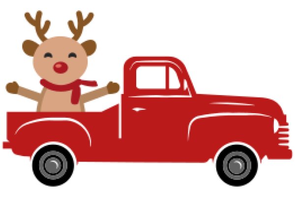 A Festive Scene: A Reindeer in a Red Truck