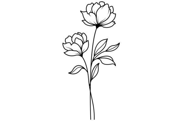 Elegant Line Drawing of a Flower