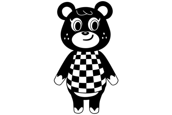 Adorable Checkered Bear with Big Eyes and a Smile