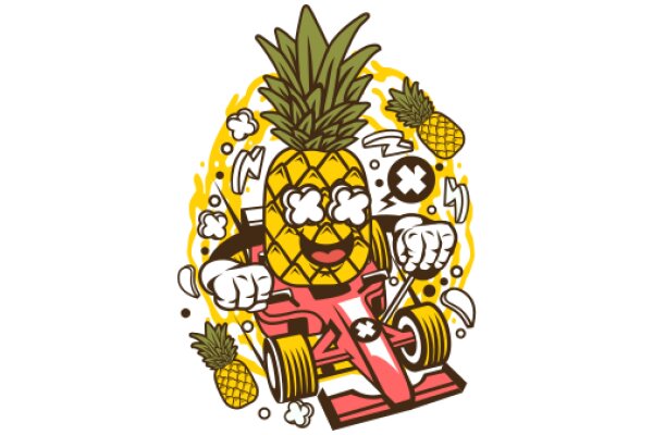 Vintage-Style Illustration of a Pineapple-Powered Race Car