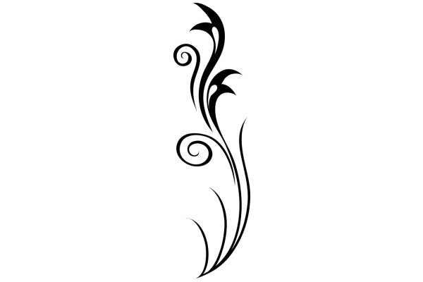 Stylized Black Swirls on a White Background