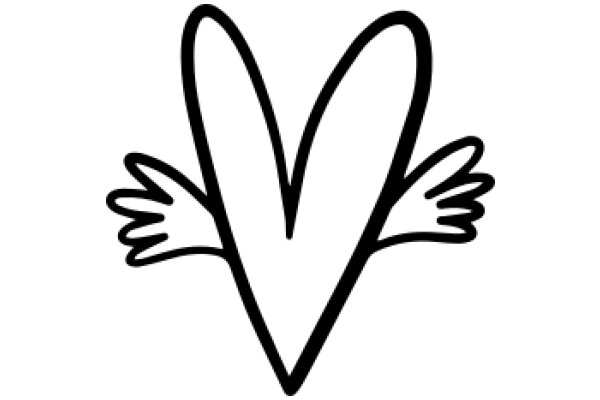 Simplistic Line Art of a Heart with Wings