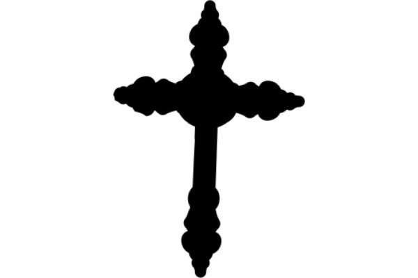 Silhouette of a Cross on a White Background