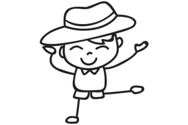 A Whimsical Illustration of a Character with a Hat and a Smile