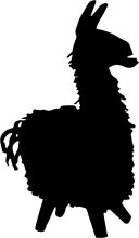 A Silhouette of a Llama on a White Background