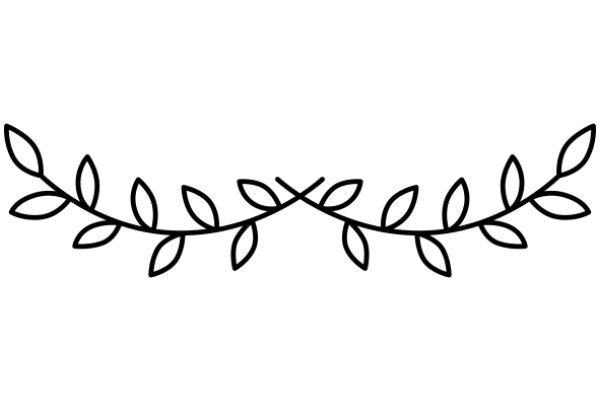 Simplistic Line Drawing of a Leafy Branch