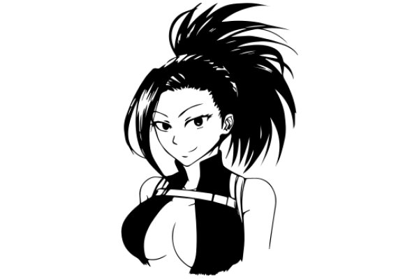 Stylized Anime Character: A Woman with a Spiky Hairdo and a Smile