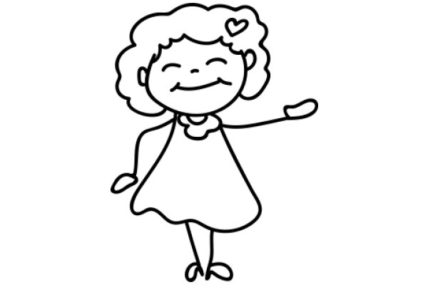 A Whimsical Line Drawing of a Smiling Cartoon Character