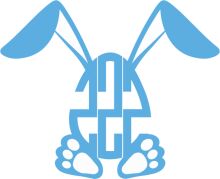 Stylized Blue Easter Bunny with Paws and Ears