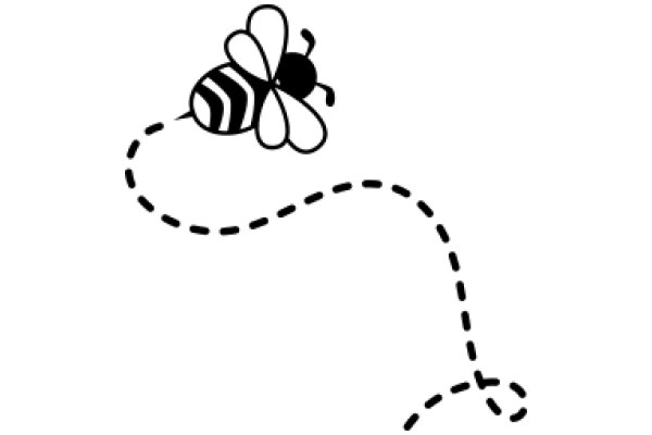 A Playful Interaction: A Cartoon Bee and a Dotted Path