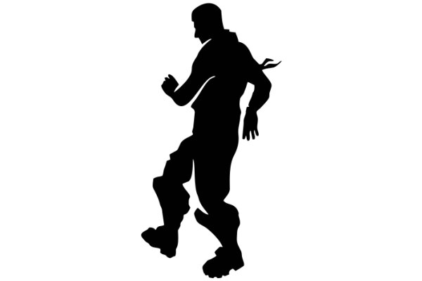 Silhouette of a Person Running on a White Background