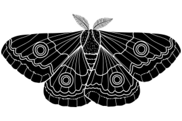 Stylized Black Butterfly with Circular Patterns