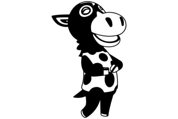 A Playful Cartoon of a Cow with a Smile