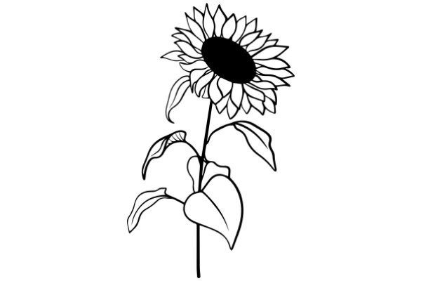 A Simple Line Drawing of a Sunflower