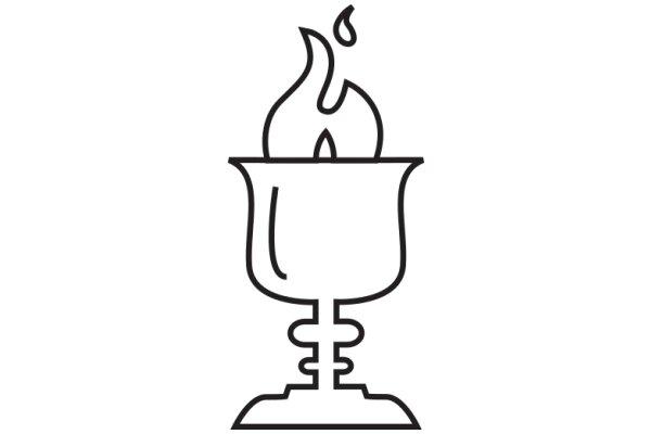 A Simple Line Drawing of a Candle in a Chalice