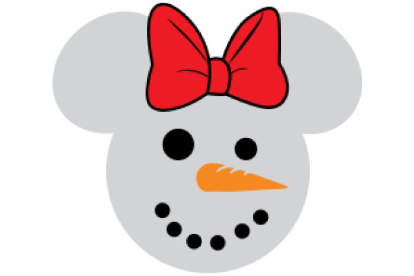 A Whimsical Smiley Face with a Red Bow and an Orange Nose