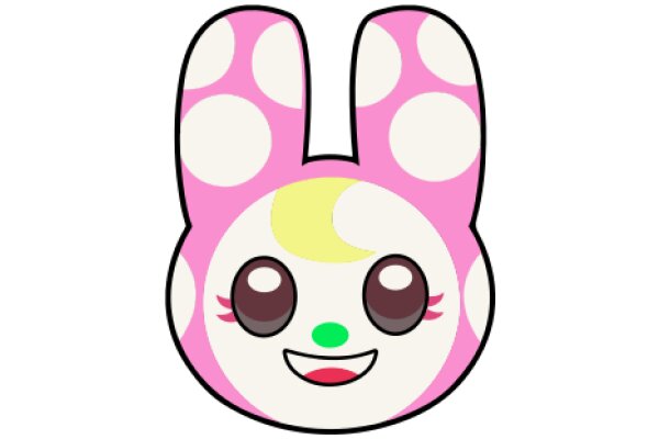 Cute Cartoon Bunny with Pink and White Ears and a Yellow Nose