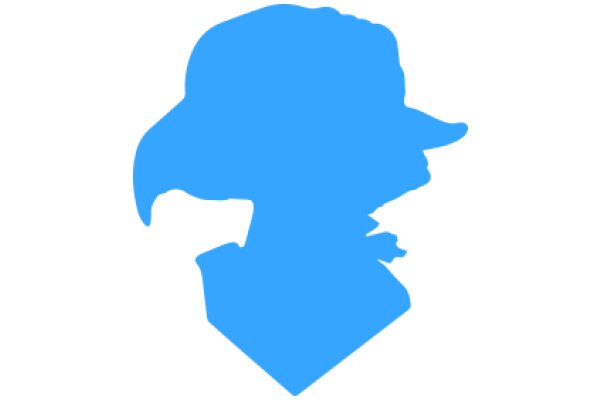 A Silhouette of a Hat and Face, in Blue