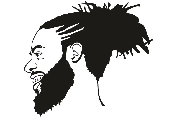 Stylized Portrait of a Man with a Beard and Afro