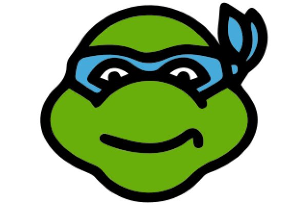 A Friendly Cartoon Character: A Green Turtle with a Blue Bandana