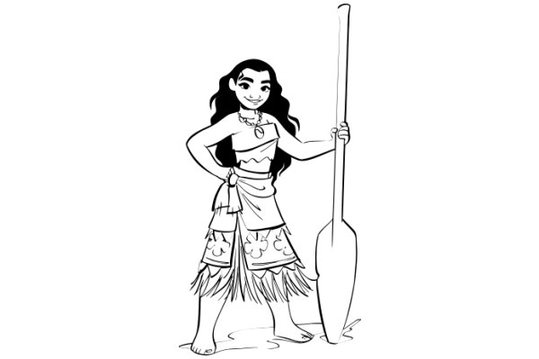 A Hawaiian Hula Dancer with a Shovel