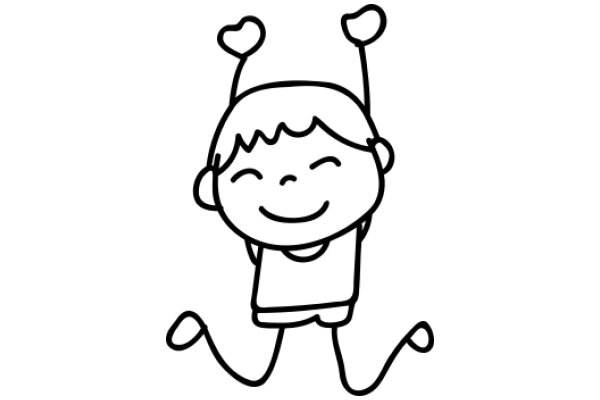 A Whimsical Drawing of a Character with Heart-Shaped Antennae