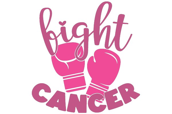 Bright Pink Boxing Gloves with the Word 'Cancer' in Pink