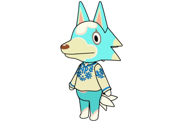 A Cute Cartoon Fox with a Fluffy Coat and a Blue Jacket