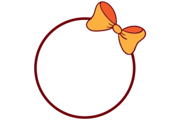 A Whimsical Illustration of a Yellow Bow on a Red Circle