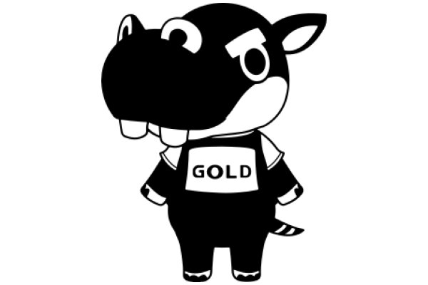 A Playful Cartoon of a Hippo-like Character with a Gold Vest