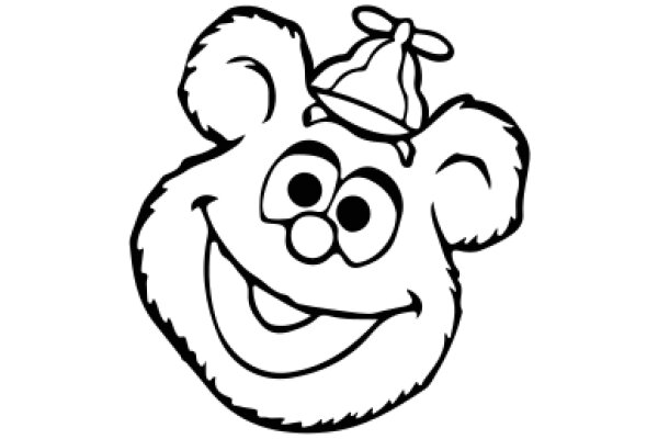 A Whimsical Cartoon of a Smiling Monster with a Bell Hat