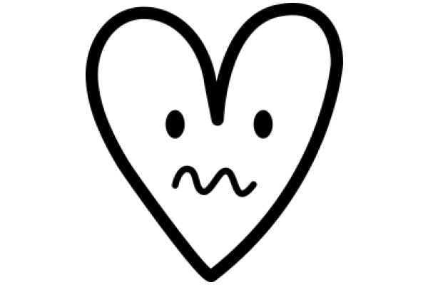 Simplistic Line Art of a Heart with a Frown