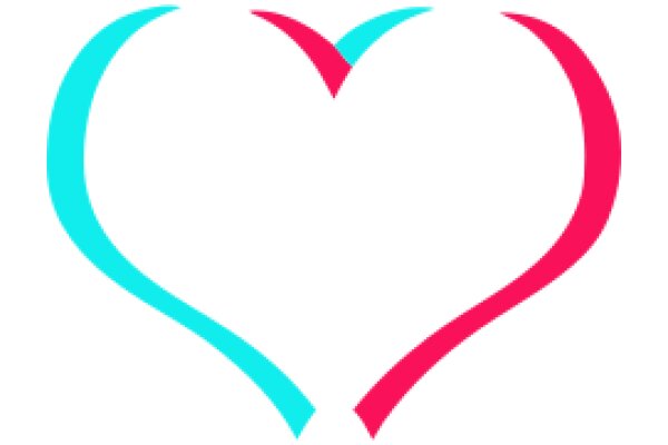 Vibrant Digital Art: A Stylized Heart with Curved Lines in Blue and Pink