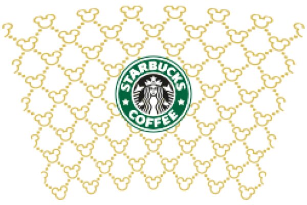 Starbucks Coffee Logo Embedded in a Disney-themed Pattern