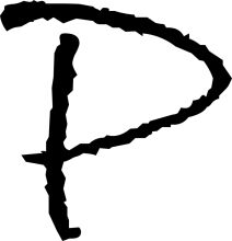 Stylized Letter 'P' in Black and White