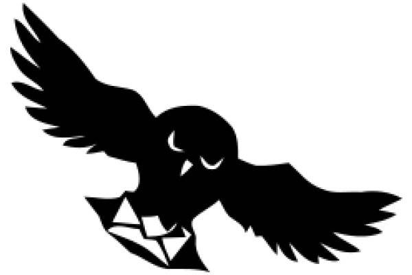 Stylized Black Silhouette of a Bird with a Diamond-Shaped Design on Its Wing