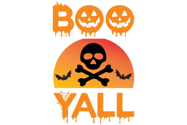 Halloween-themed Graphic with the Word 'Yall' and a Skull