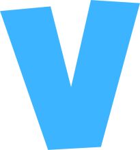 Vivid Blue Letter 'V' Against a White Background