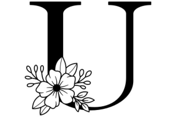 Stylized Letter 'U' with Flower Decoration