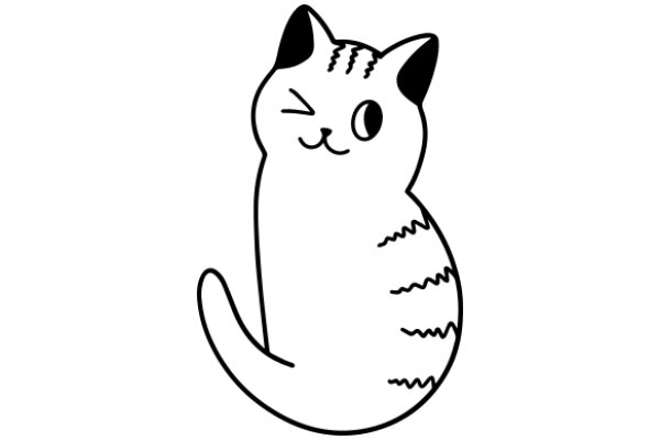 A Whimsical Drawing of a Cat with a Playful Expression